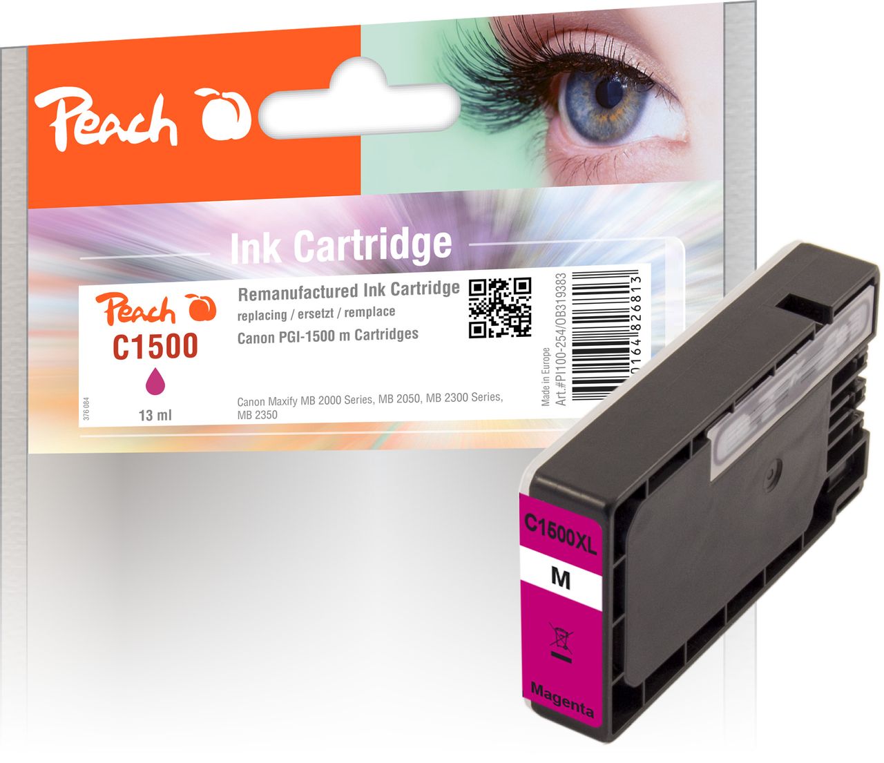 Peach Tintenpatrone magenta ersetzt Canon PGI-1500XLM