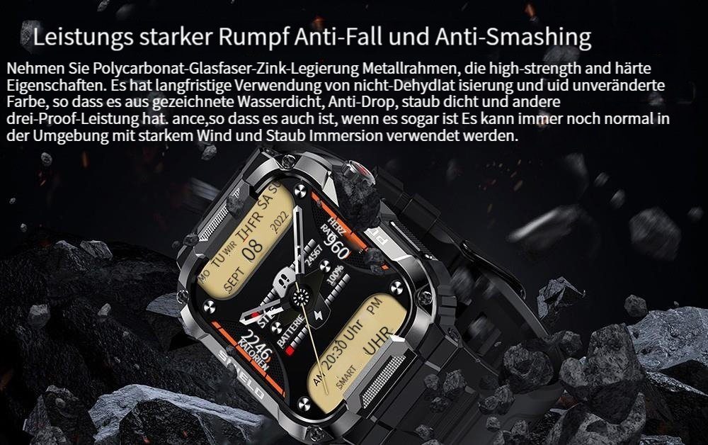 Makibes MK66 Smartwatch (1.85 Zoll), Trinkwasser Erinnerung, Blutdrucküberwachung, Damen Herren Smartwatch