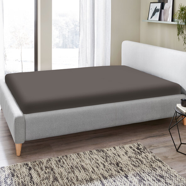 Spannbetttuch Flannel, 90-100 x 200 cm, dunkelgrau