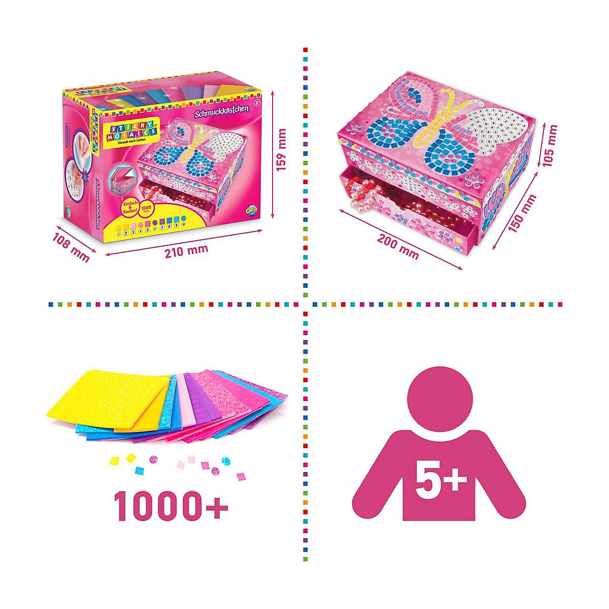 Sticky Mosaics Glitzernde Schmuckbox Schmetterling