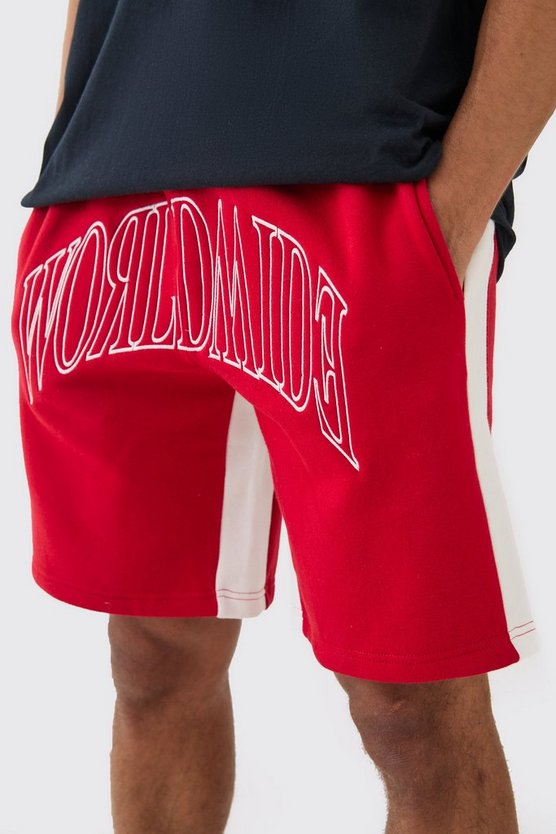 Oversize Worldwide Shorts mit Kontrast-Naht