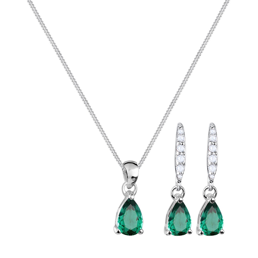 Elli Elli Ensemble de Bijoux Femmes Goutte Pendentif Étincelant avec Quartz pierre pré Bijoux
