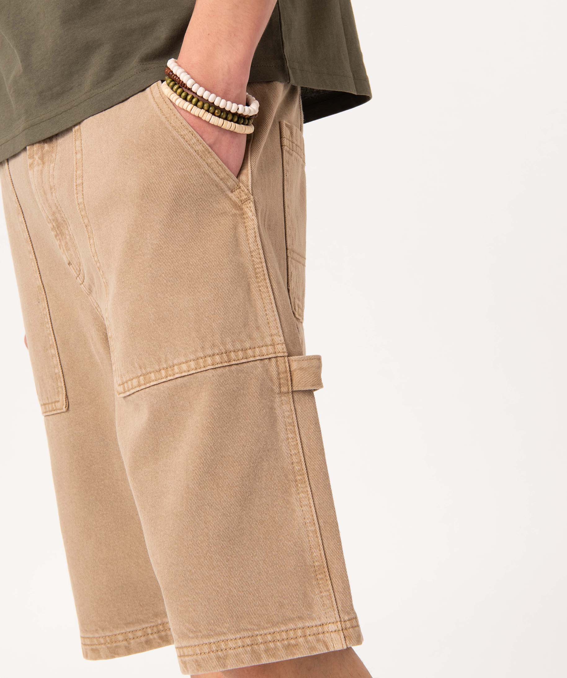 Bermuda homme style charpentier à grandes poches plaquées beige clair | GEMO