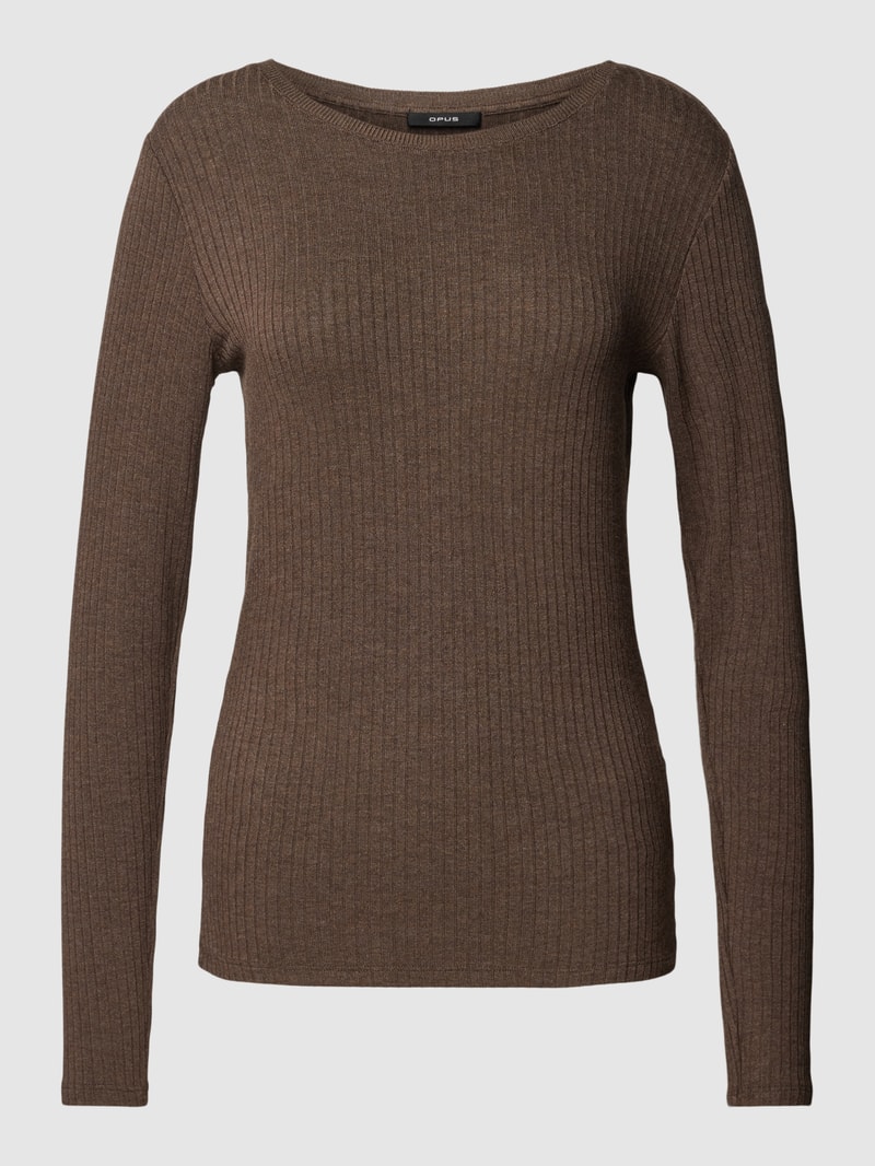 Strickpullover mit Strukturmuster Modell 'Sulikko' in dunkelbraun