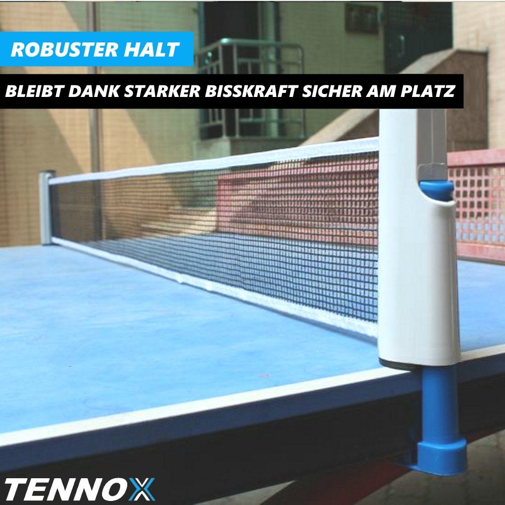 MAVURA Tischtennisnetz TENNOX ausziehbares Tischtennis Netz für jeden Tisch, Indoor & Outdoor tragbar Ping Pong Netzgarnitur