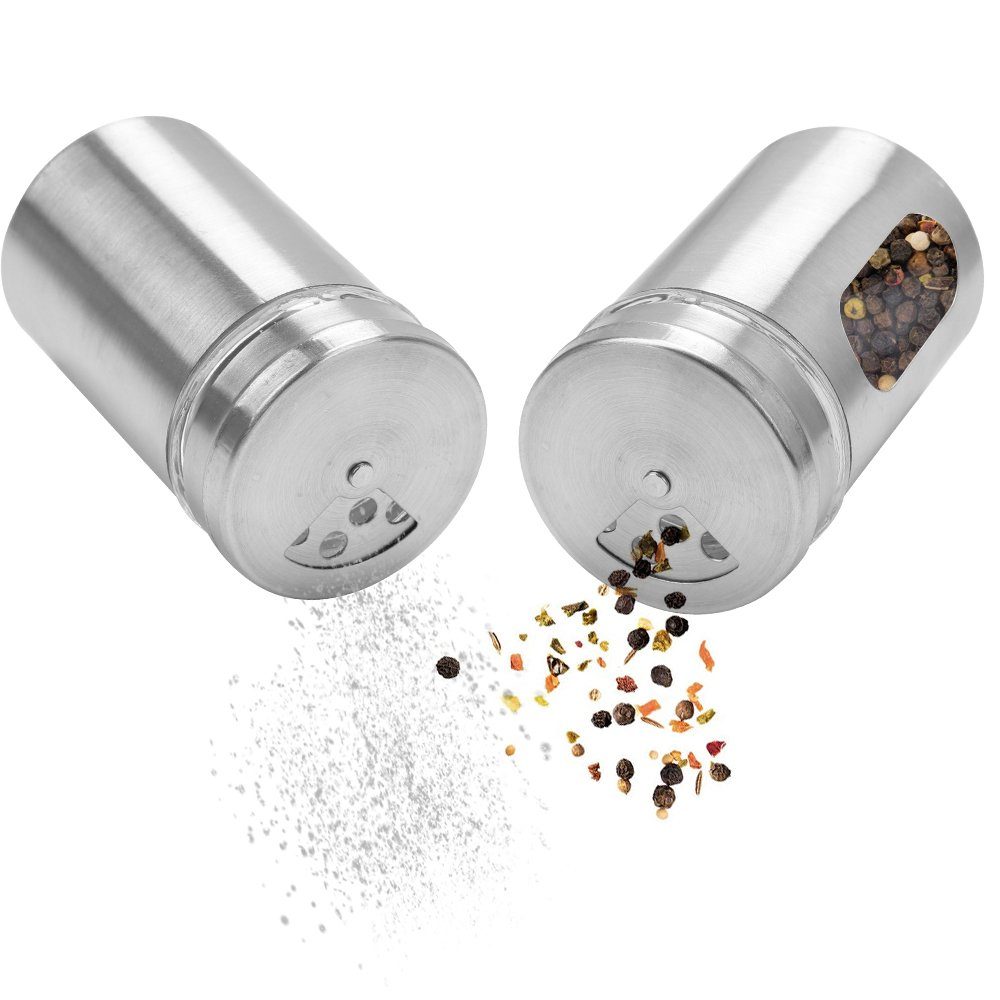 TolleTour Gewürzständer 12X Gewürzstreuer Edelstahl Pfeffer Salz Gewürze Glas Gewürzdose Set, (Set, 12-tlg)