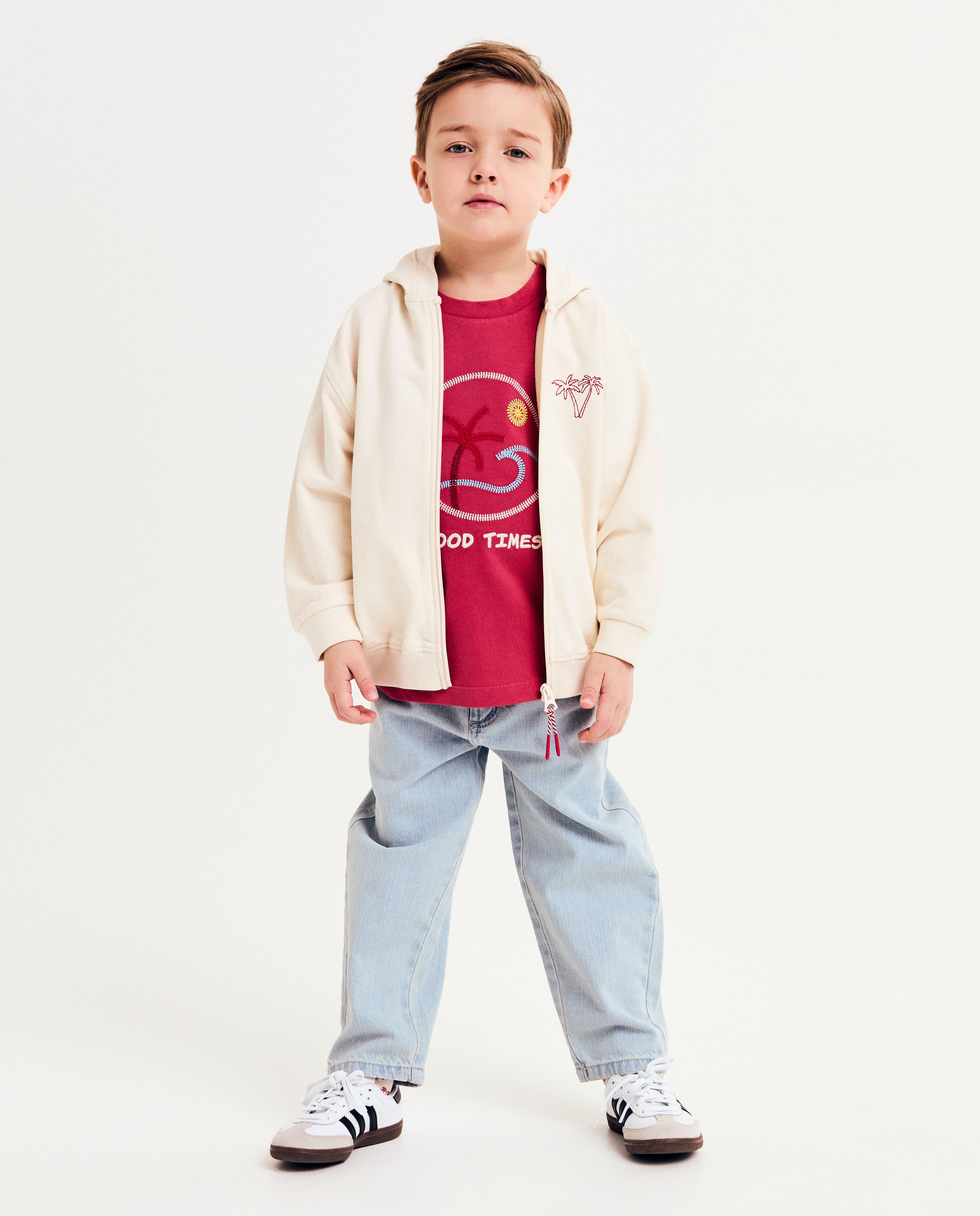 Hanorac Kidz Nation cu palmier brodat bej