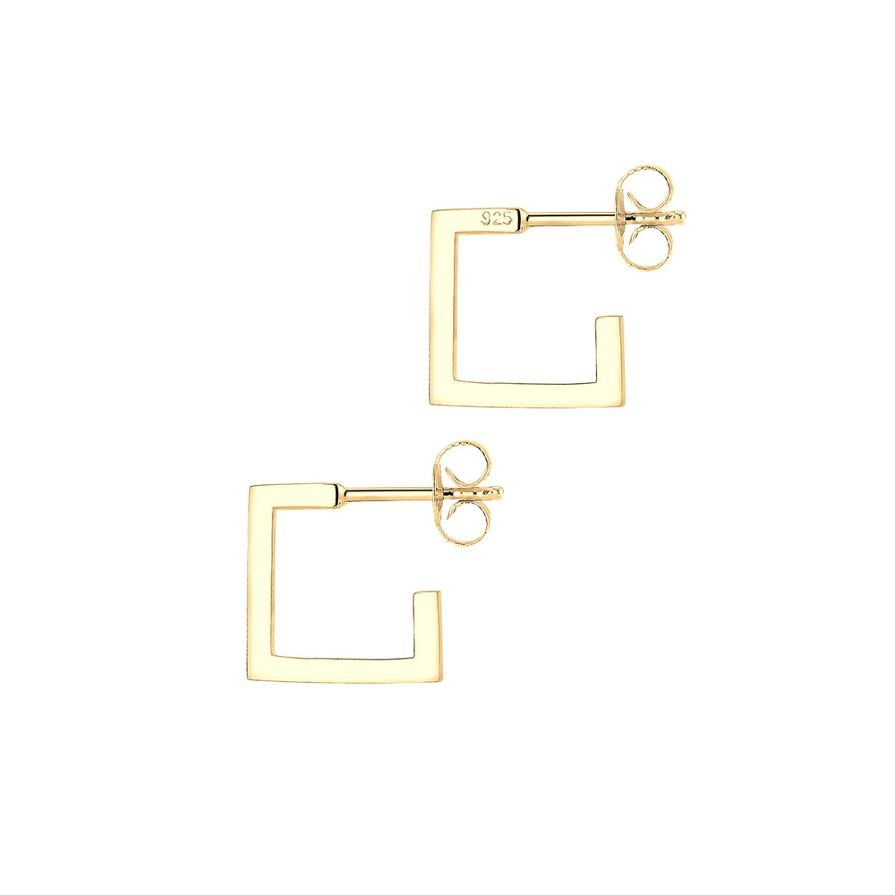 Elli Elli Boucles d'Oreilles Creole Geo Viereck 925 Sterling Silber Boucles d'oreilles