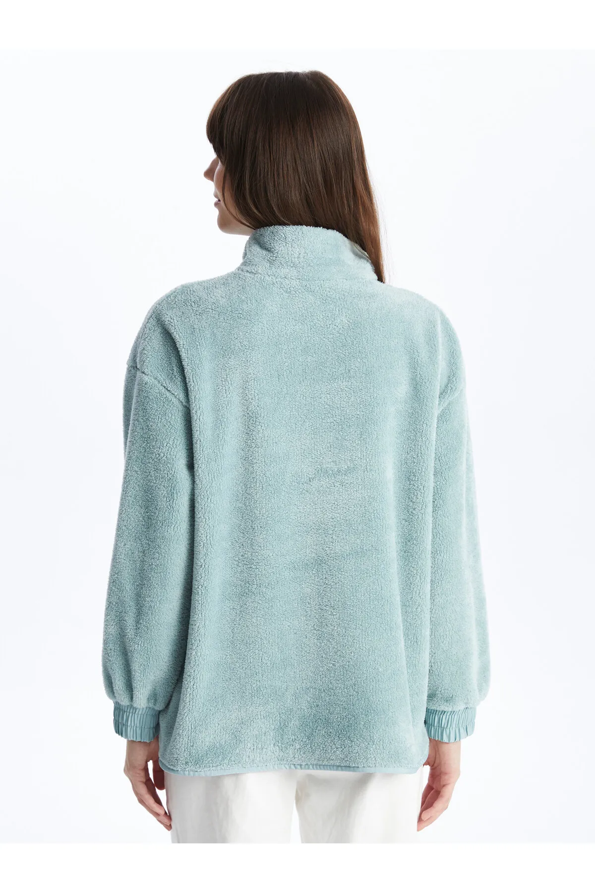 LC Waikiki  Einfarbige, langärmlige Oversize-Damentunika mit hohem Kragen