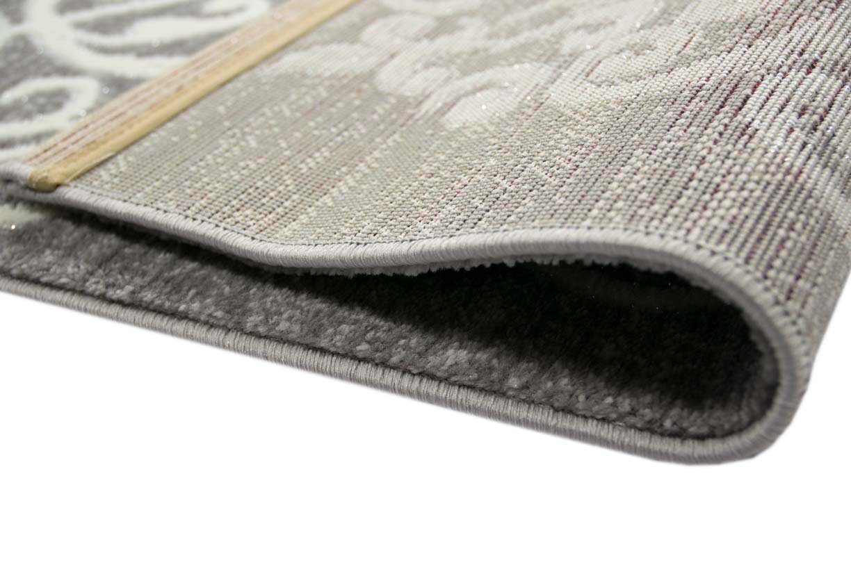 Teppich Moderner Teppich Designer Teppich Orientteppich mit Glitzer Wohnzimmer Teppich mit Floral Muster Meliert in Grau Creme, Teppich-Traum, rechteckig, Höhe: 12 mm