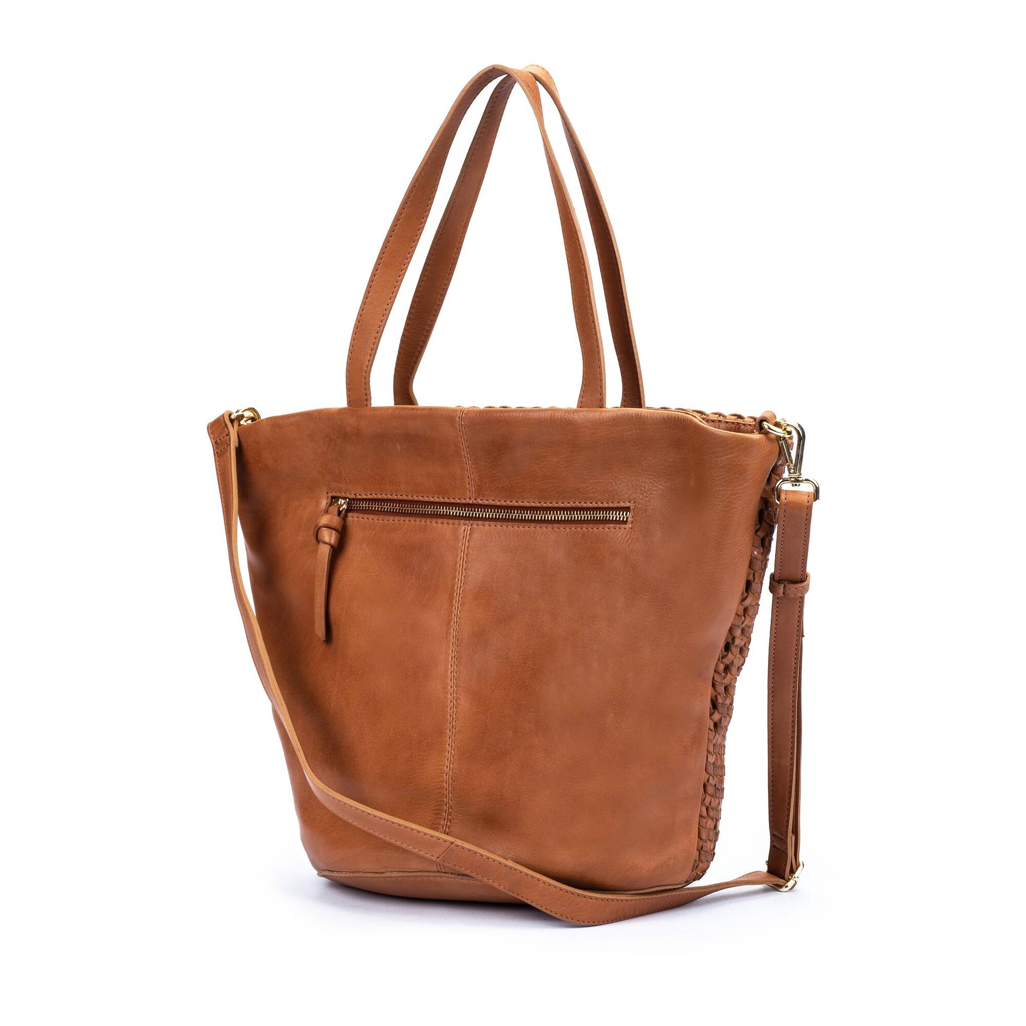 Damska torba typu tote z plecionej skóry - BRANDY