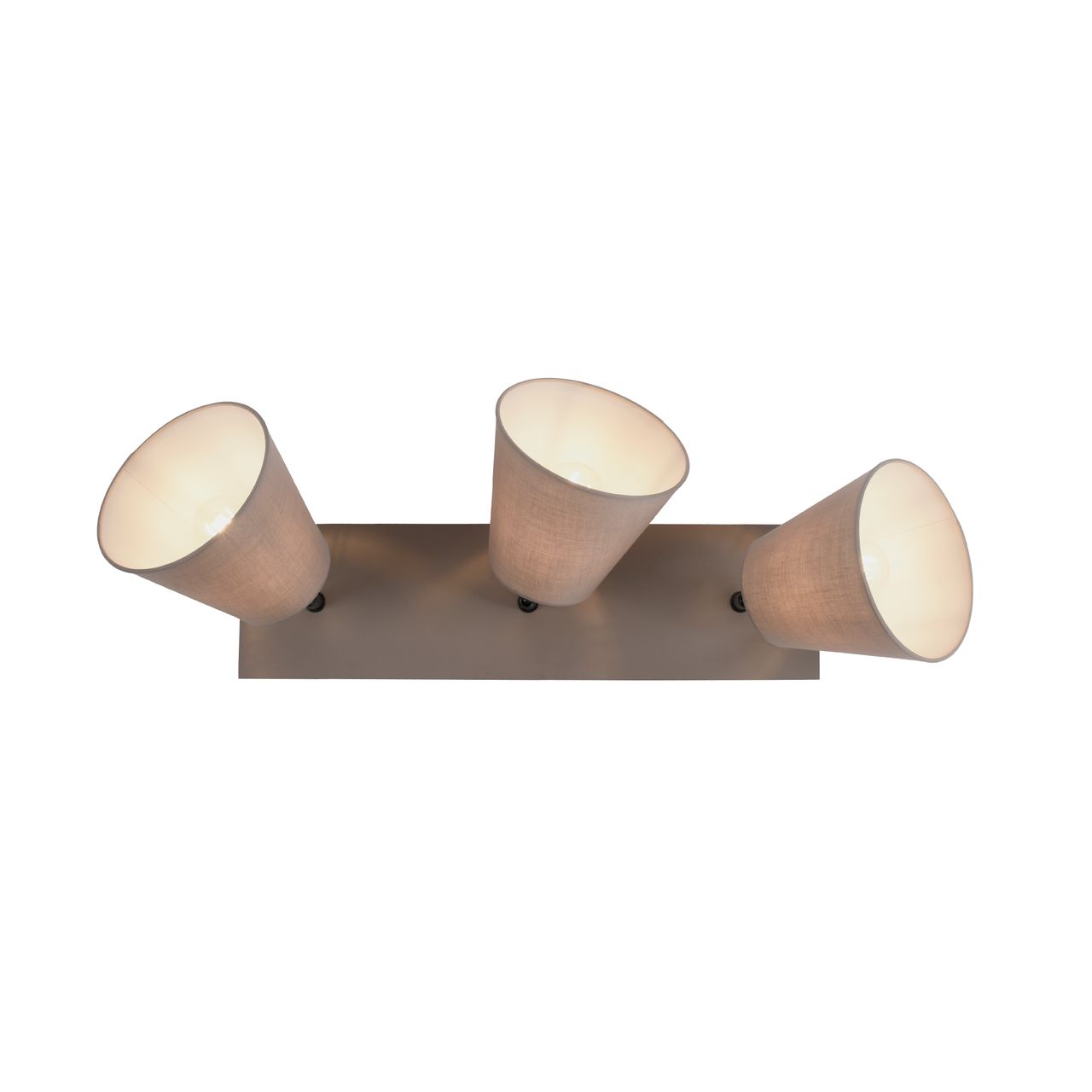 JUST LIGHT LeuchtenDirekt Deckenleuchte RIALA, 3-flammig, E27, Leuchtköpfe verstellbar, Stoffschirme, taupe, IP20