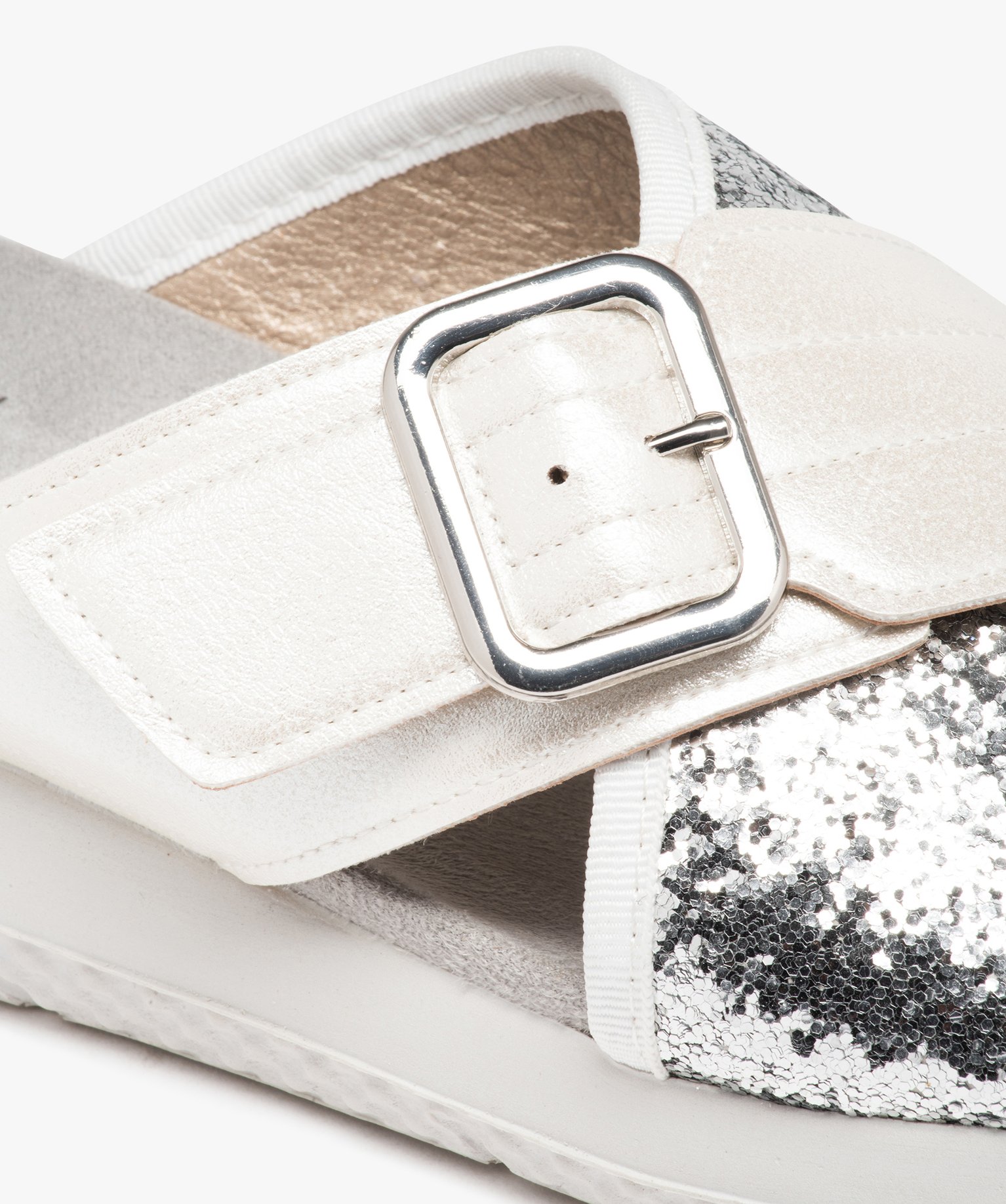 Mules femme confort irisées à semelle épaisse blanc | GEMO