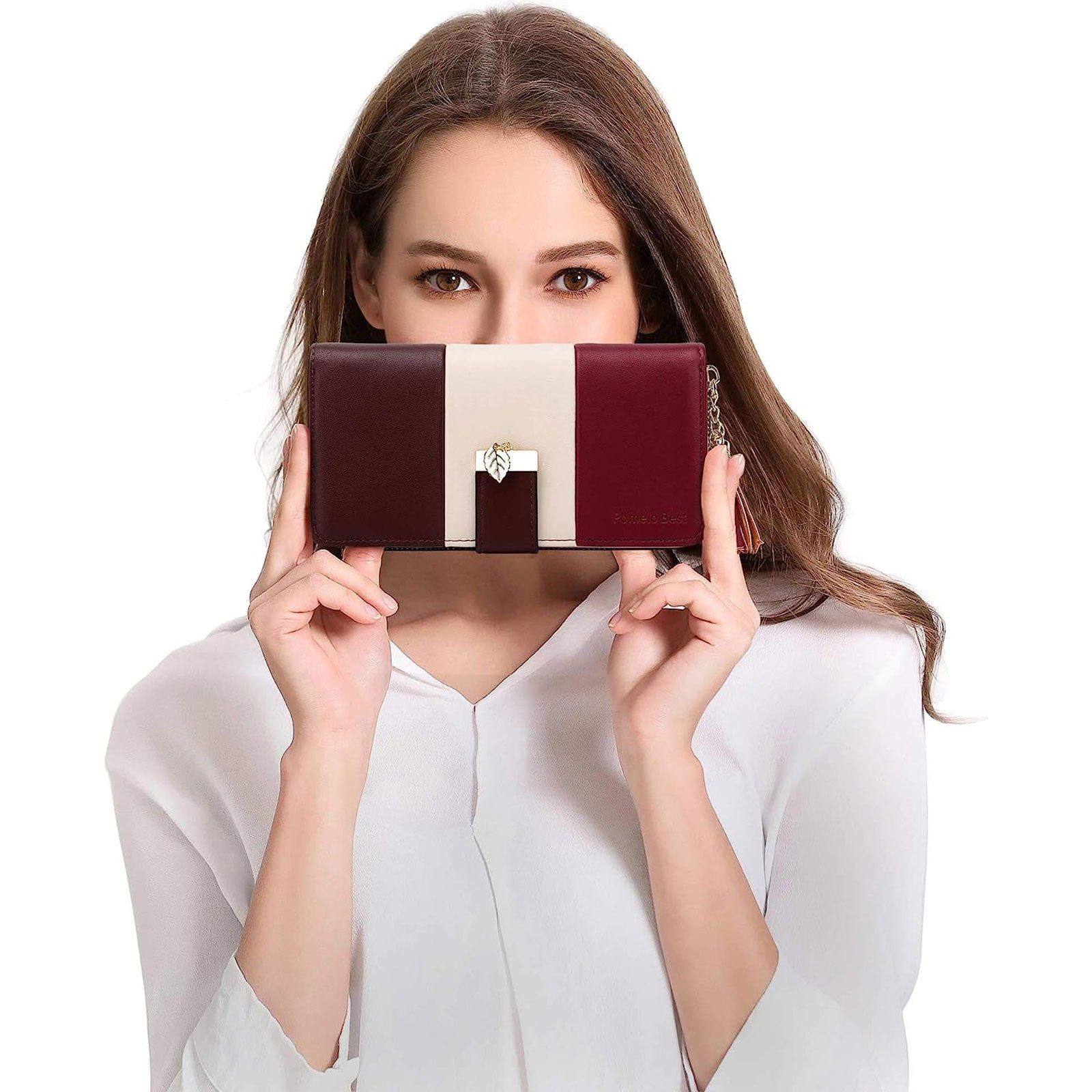 REDOM Geldbörse Damen Handytasche Portemonnaie Portmonee Geldbeutel Weich Leder Lang (Frauen Handtasche Ledergeldbörse Brieftasche mit 12 Kartenfächer, Slim Wallet, Kreditkartenetui, Kartenetui, Kartenhalter), NFC RFID-Schutz mit Münzfach Groß 19,5 x