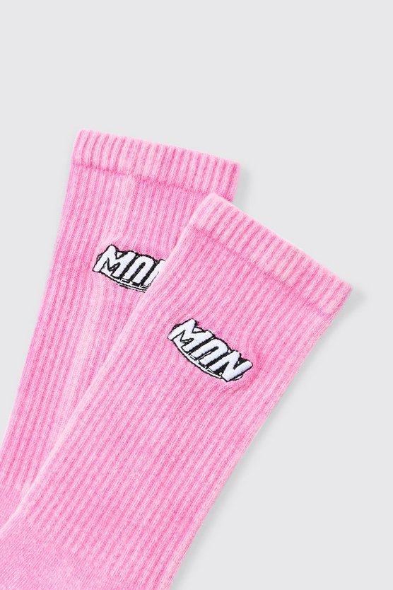 Pinke Man Socken mit Acid-Waschung