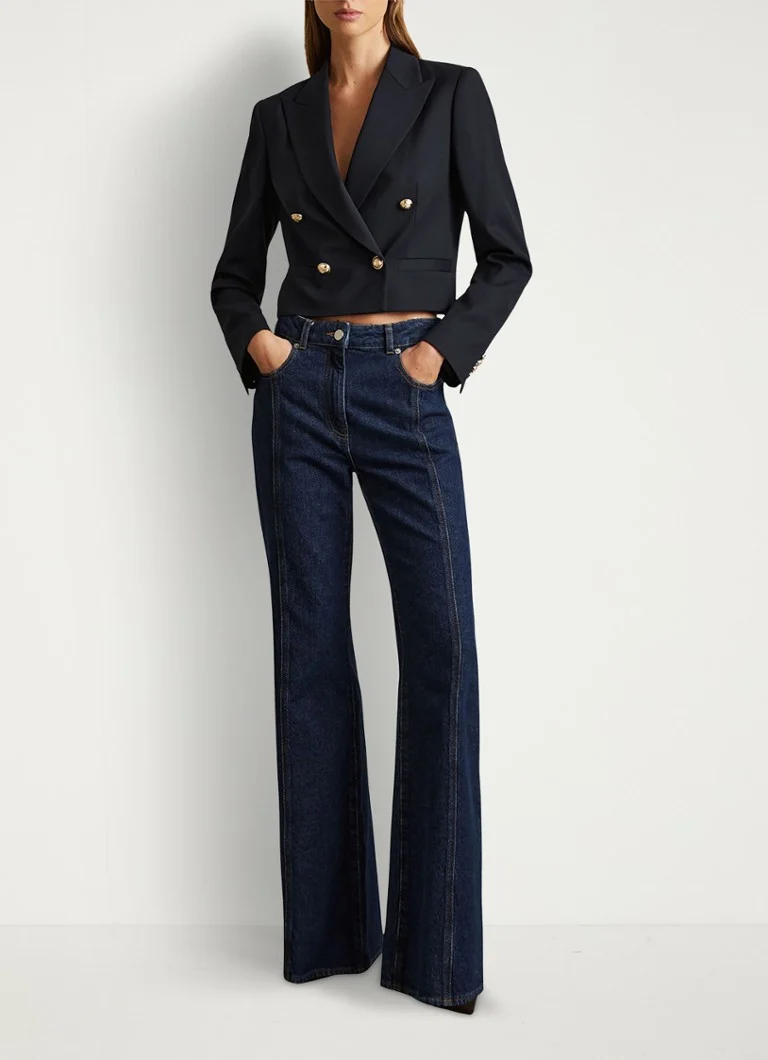Reiss  Leigh cropped double-breasted blazer in wolblend