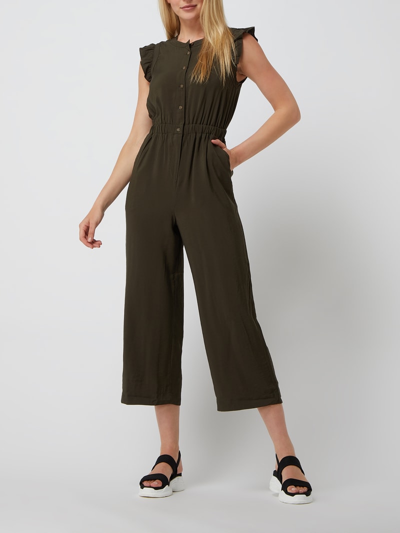 Jumpsuit aus Viskosemischung in olivgrün