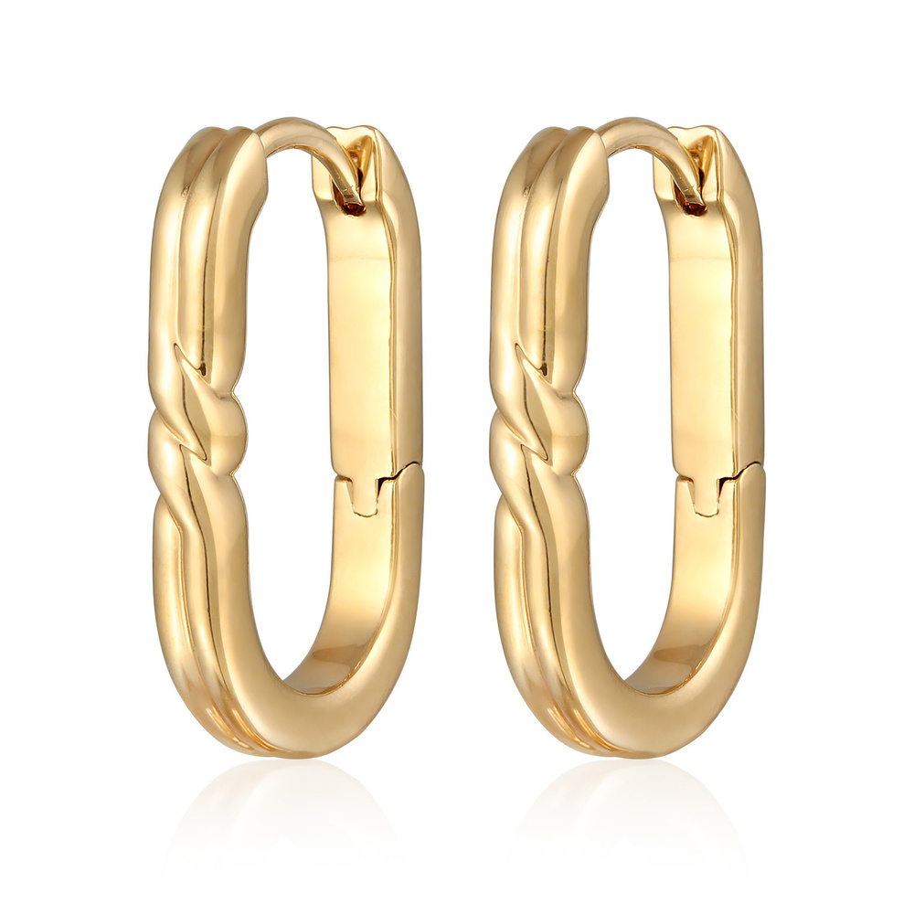 Elli Elli Boucles d'Oreilles Femmes Créoles Ovale Basique Couleur Or Boucles d'oreilles