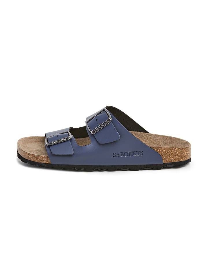 SABOKETS Leder-Pantoletten in Blau günstig kaufen