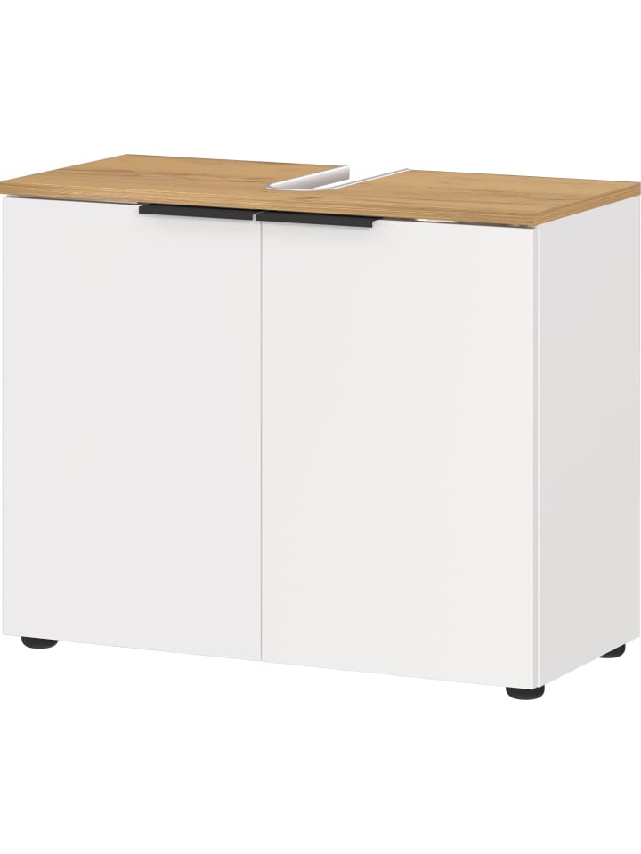 KADIMA DESIGN Waschbeckenunterschrank, Siphonaussparung, 70x34x58 cm, Weiß-Beige günstig kaufen onesize