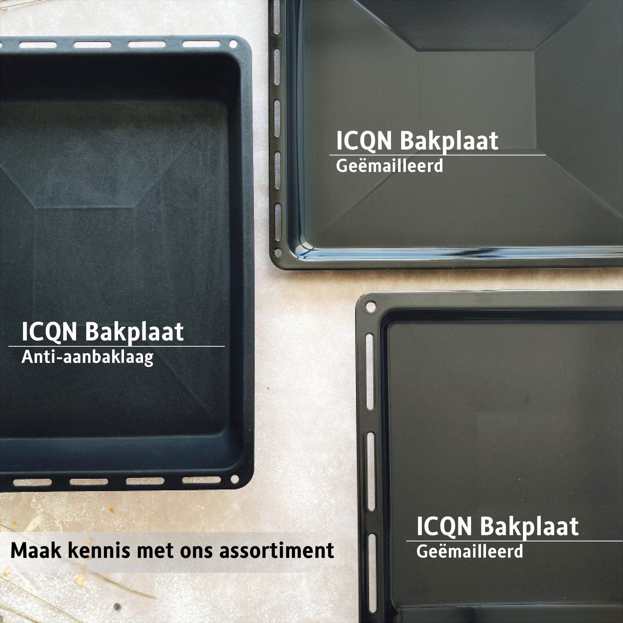 ICQN Backblech 422 x 375 x 25 mm, Emaille, (Set mit Backofenrost, 2-St., 422x25 mit Gitter), Fettpfanne und Verchromt Backofenrost für Backofen & Herd