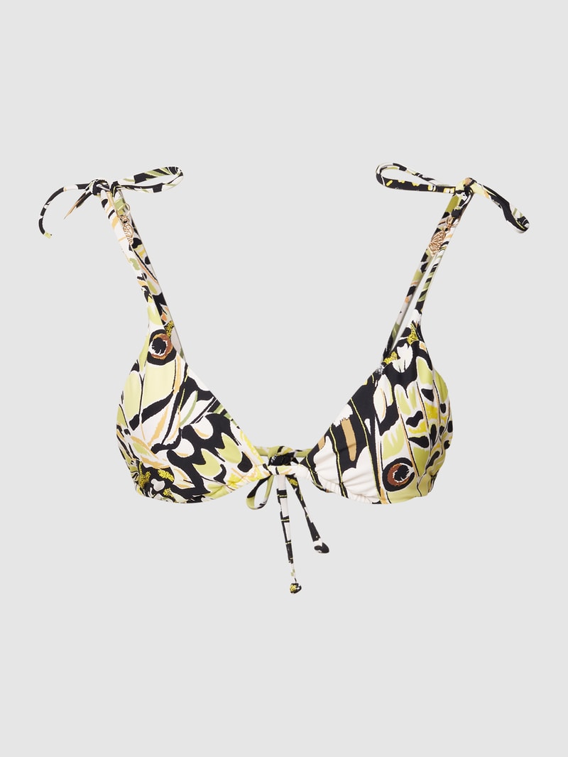 Bikini-Oberteil mit Allover-Print Modell 'Slide' in neon gelb