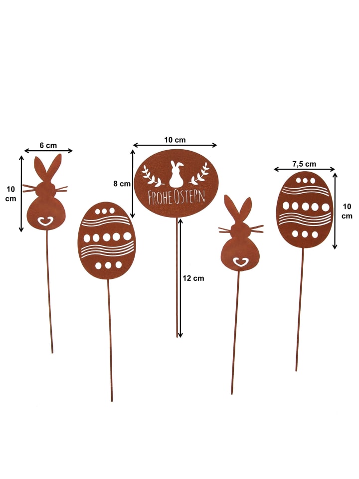 UNUS 5er Set Gartenstecker Rost Ostern in Braun günstig kaufen onesize