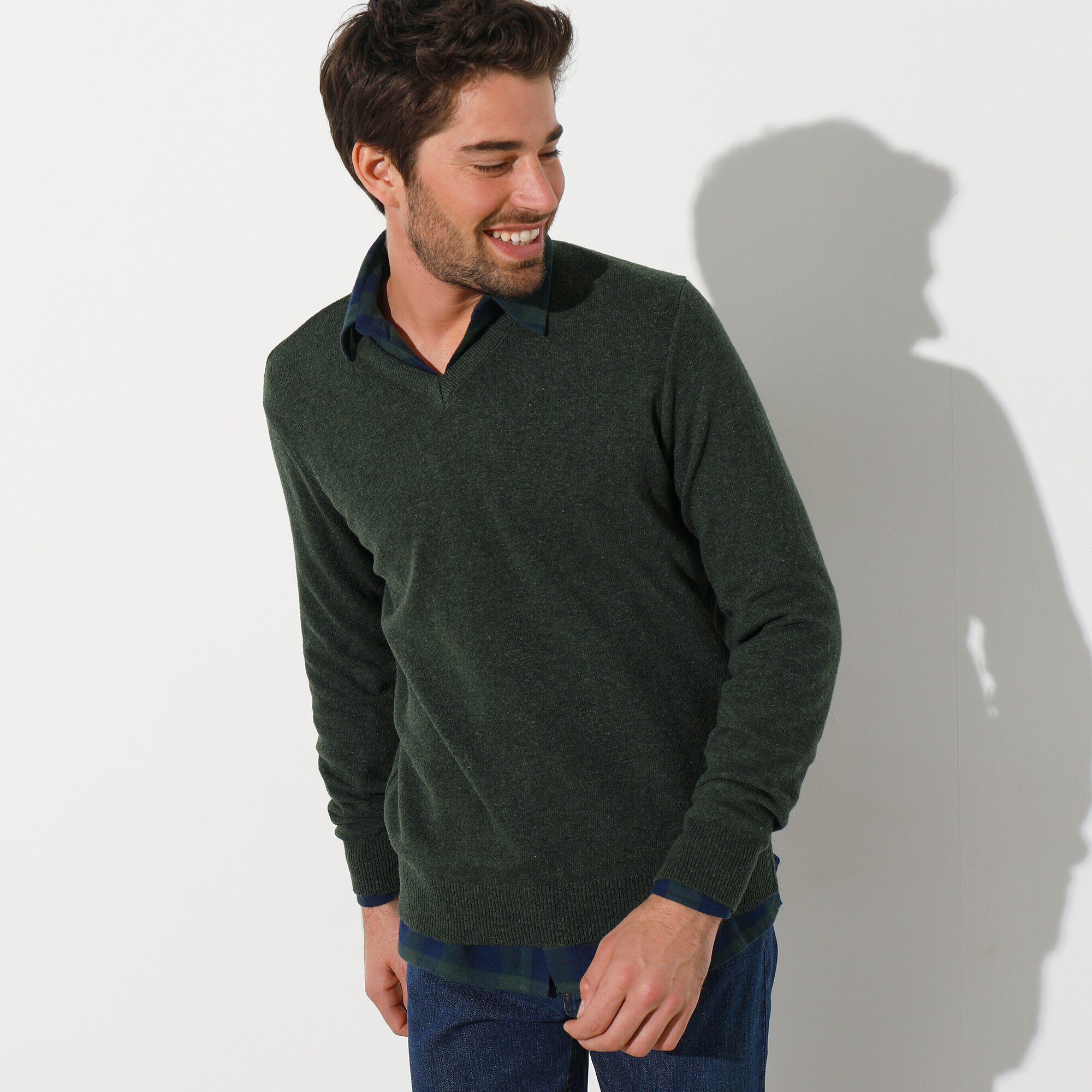 Pull col V 80% laine