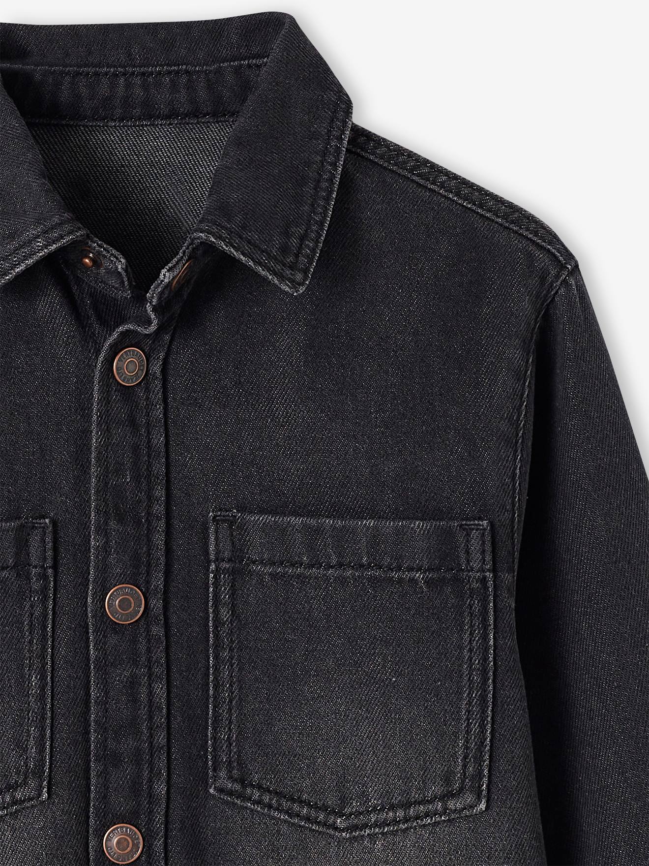 Vertbaudet Jungen Jeanshemd, personalisierbar - schwarz denim