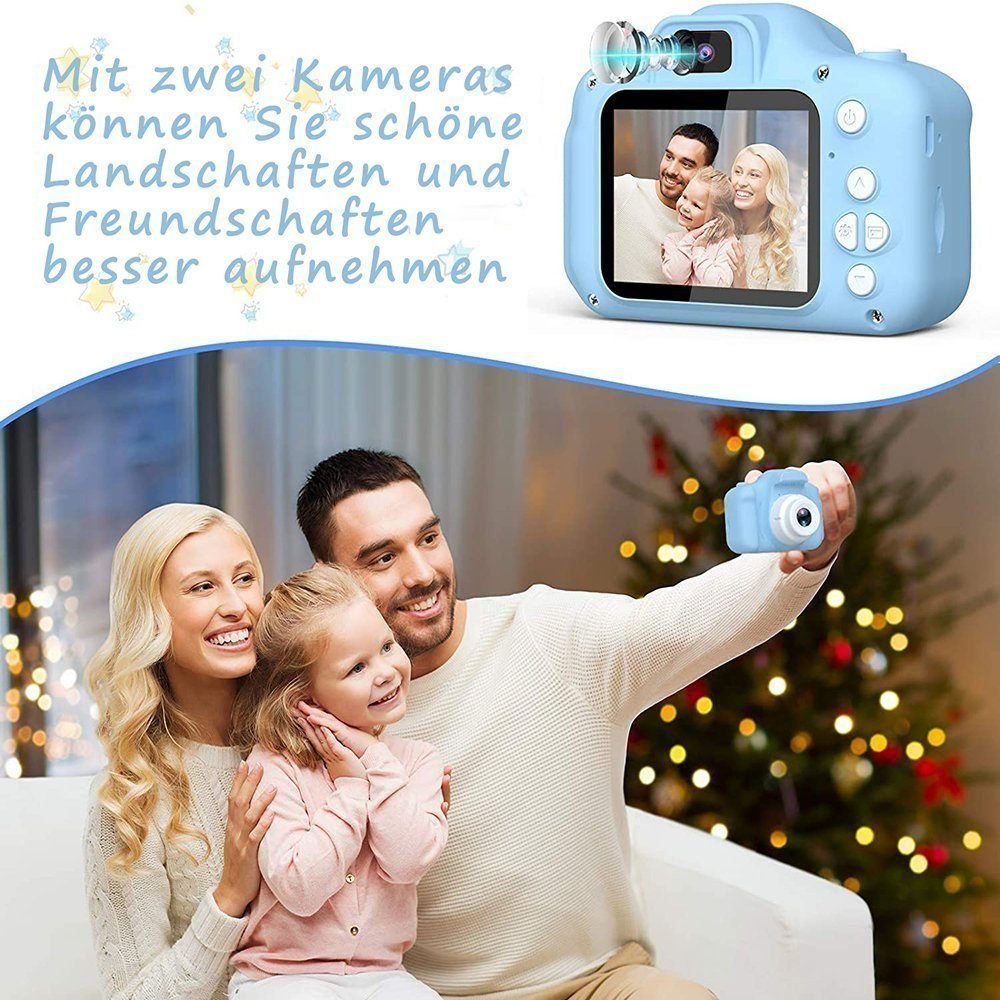 Tadow Kinder Kamera,mit 2.0-Zoll,Cartoon-Aufkleber,1080P HD 32GB,USB Sofortbildkamera