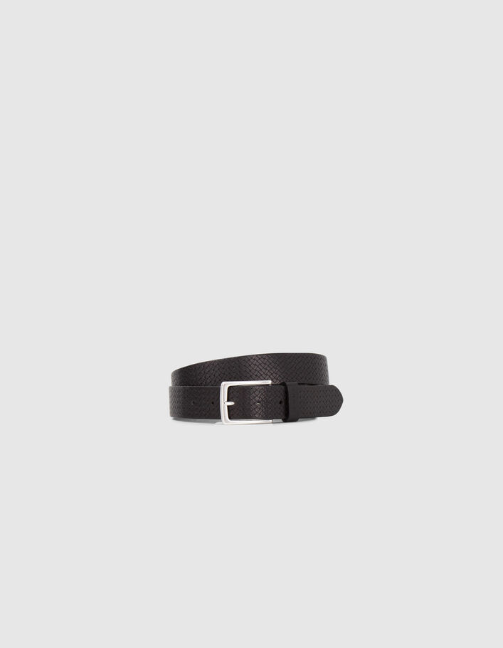 Ceinture noire cuir relief tressage Homme