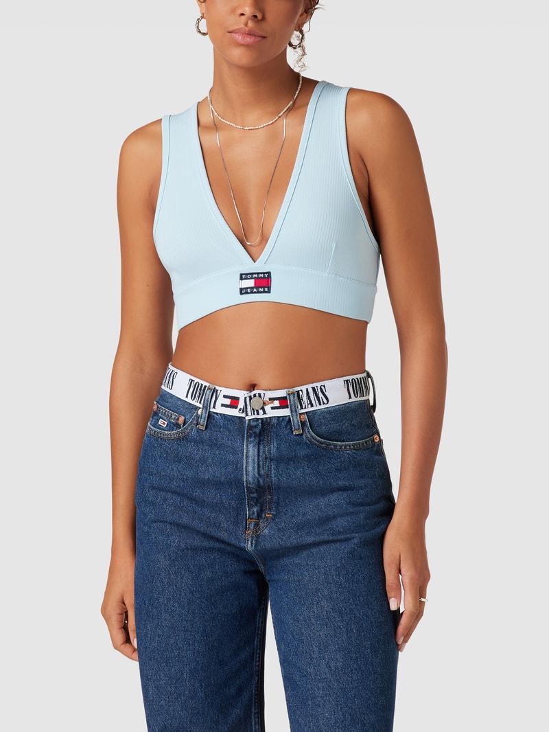 Bustier in Ripp-Optik in hellblau