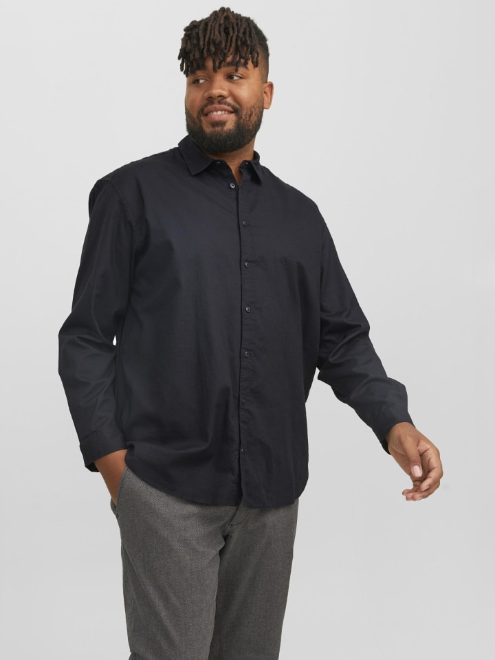 JACK & JONES PLUS Karohemd in Black günstig kaufen