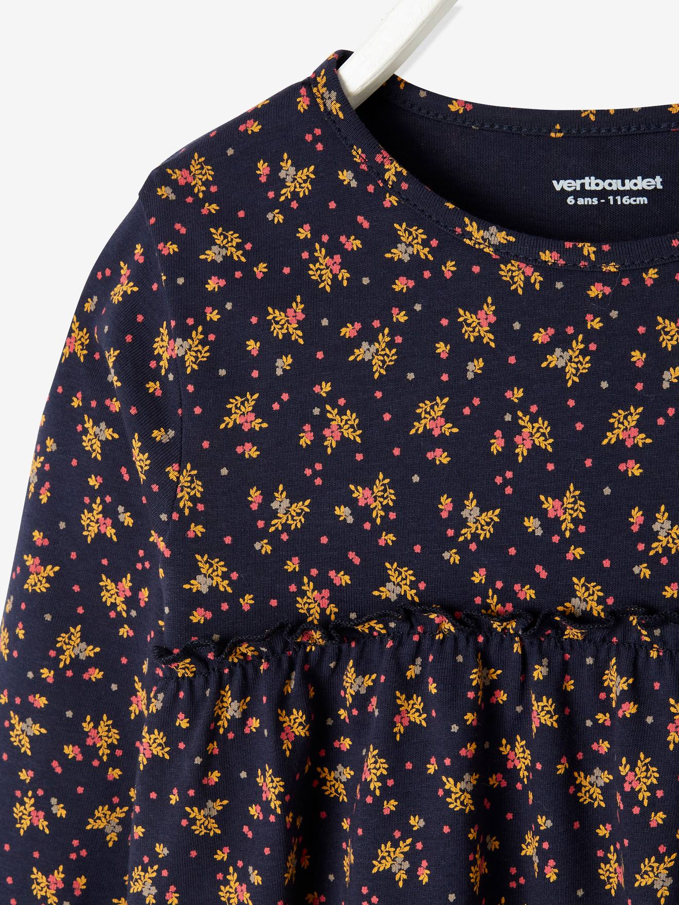 T-shirt blouse fille imprimé fleurs encre imprimé