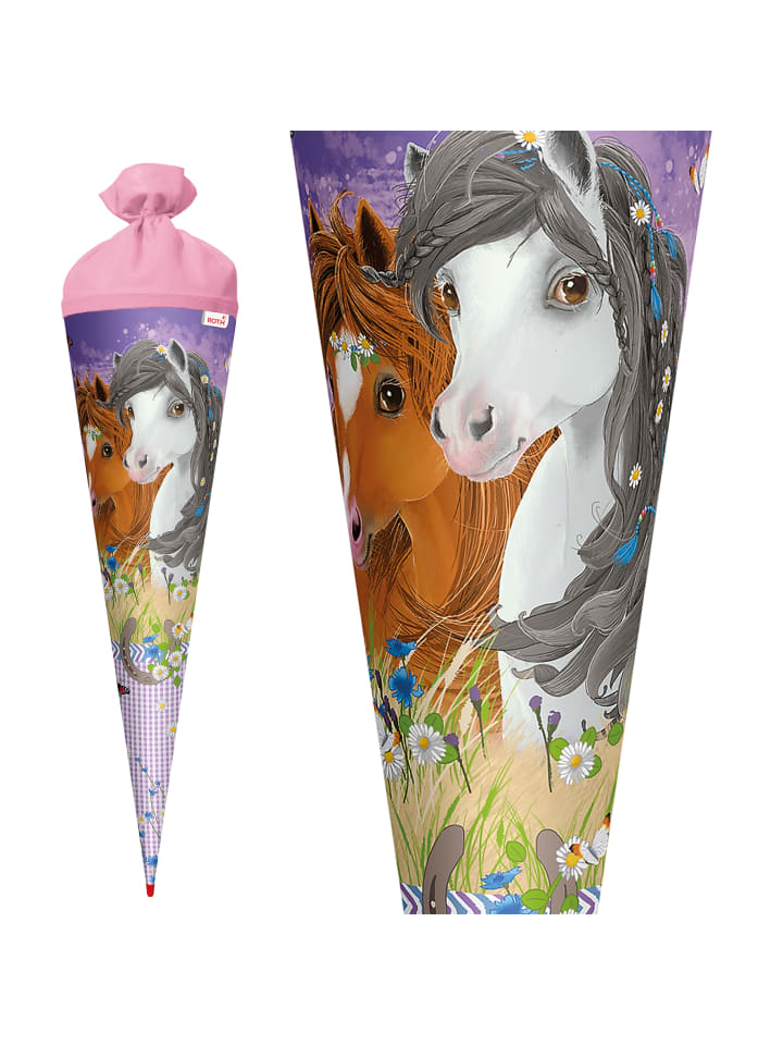 ROTH Schultüte groß Blumenpferde 70 cm in Lila günstig kaufen onesize