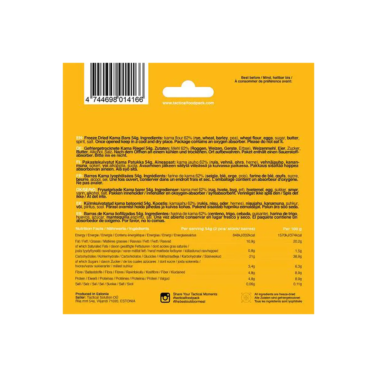 Tactical Foodpack Freeze Dried Kama Bars