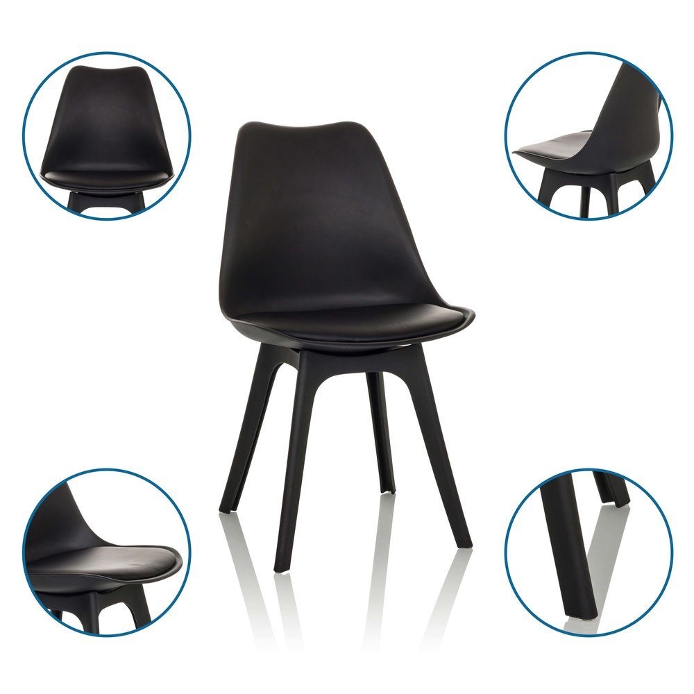 hjh OFFICE Schalenstuhl Schalenstuhl 4er Pack SCANDI P Kunststoff (4er Set), Esszimmerstuhl, Stuhl im skandinavischen Design, PU Sitzkissen