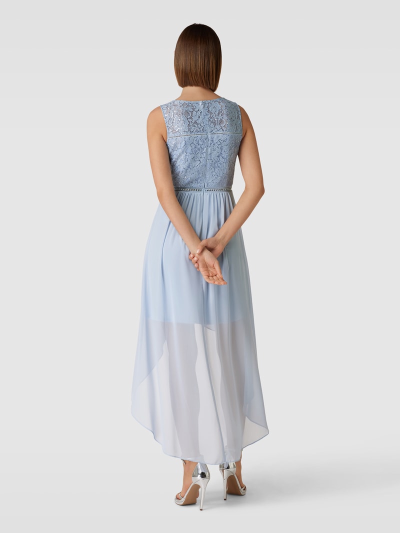 Cocktailkleid mit Paillettenbesatz in himmelblau