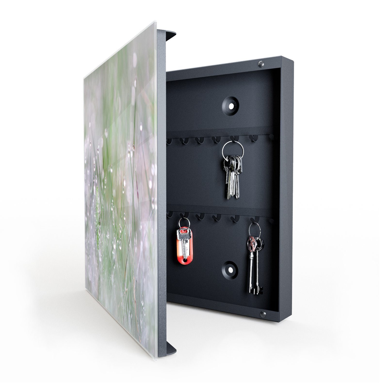 Primedeco Schlüsselkasten Magnetpinnwand und Memoboard mit Glasfront Motiv Blütenmuster (1 St)