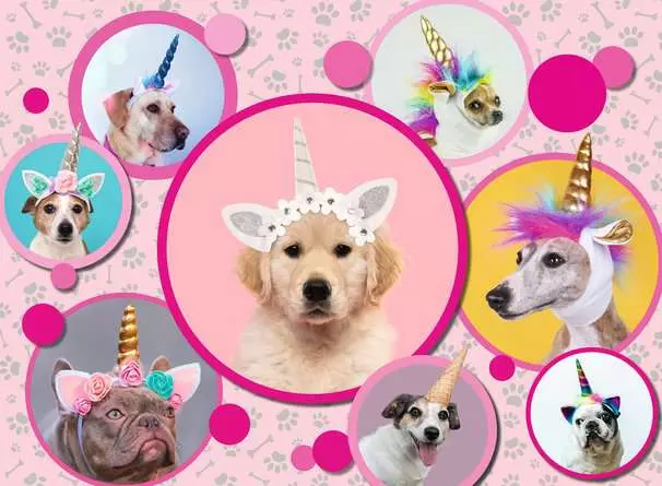 Kinderpuzzle ab 9 Jahren - Knuffige Einhorn-Hunde - 300 Teile