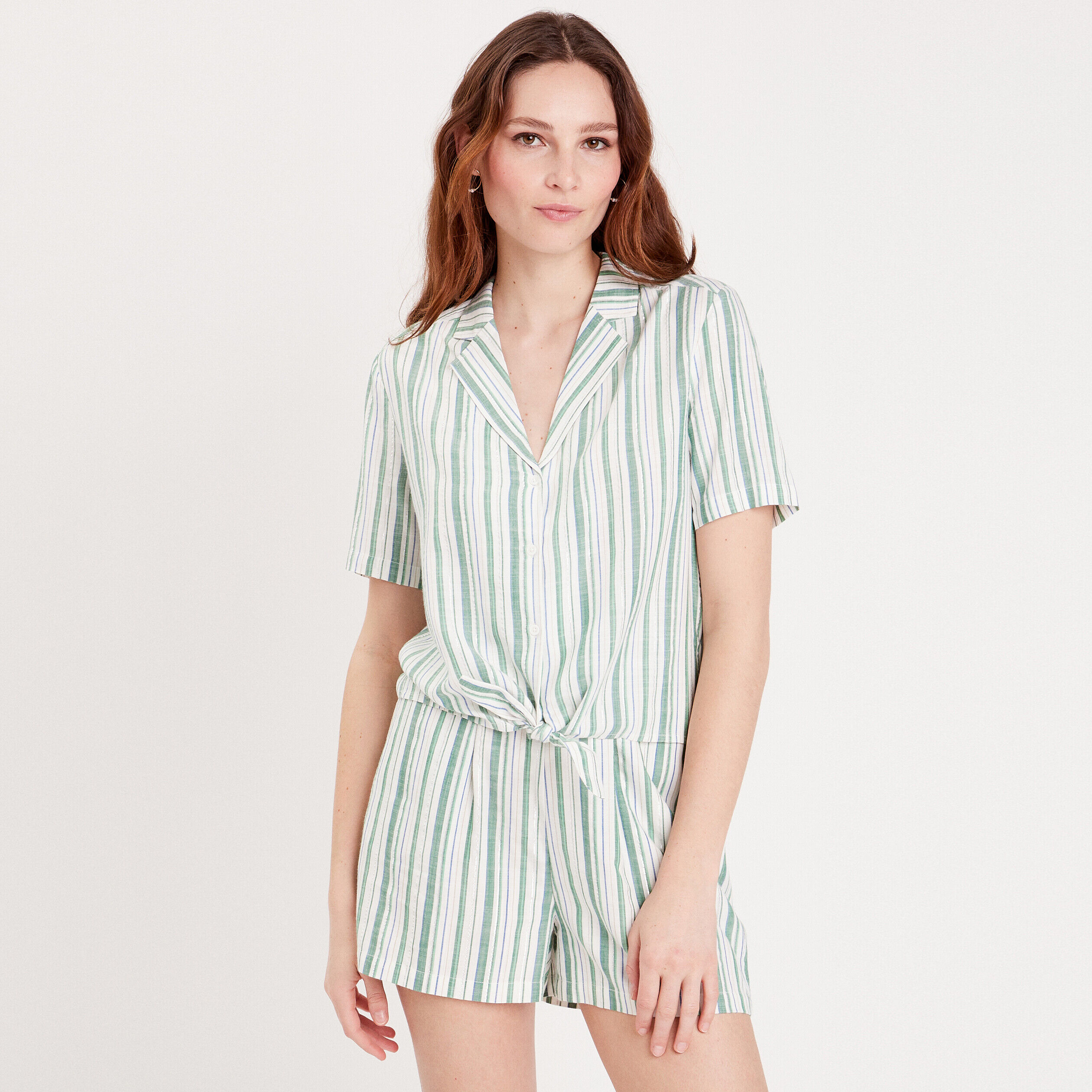 Chemise manches courtes vert femme | Cache Cache