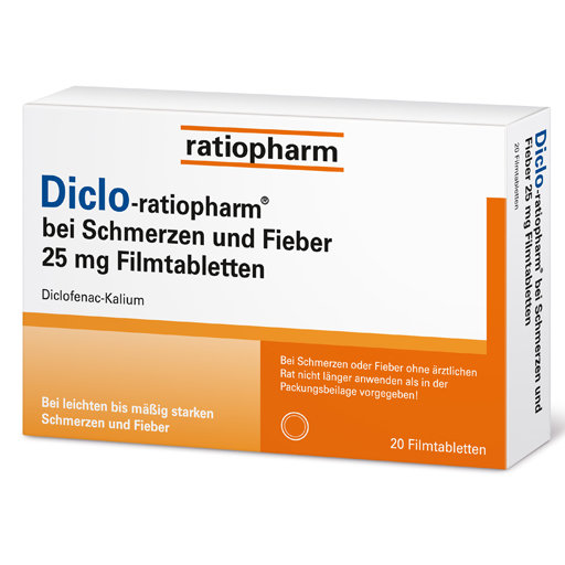 DICLO-RATIOPHARM bei Schmerzen u.Fieber 25 mg FTA  20 St  Filmtabletten
