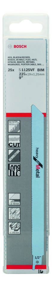 Bosch Blue Accessories 2608657556 S1125VF Bajonetsavklinge Tung til Metal 225 mm 25 stk.