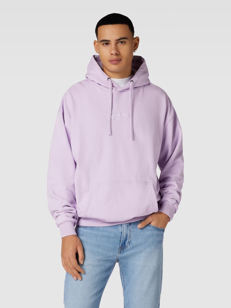 Hoodie mit rückseitigem Label- und Motiv-Print in flieder