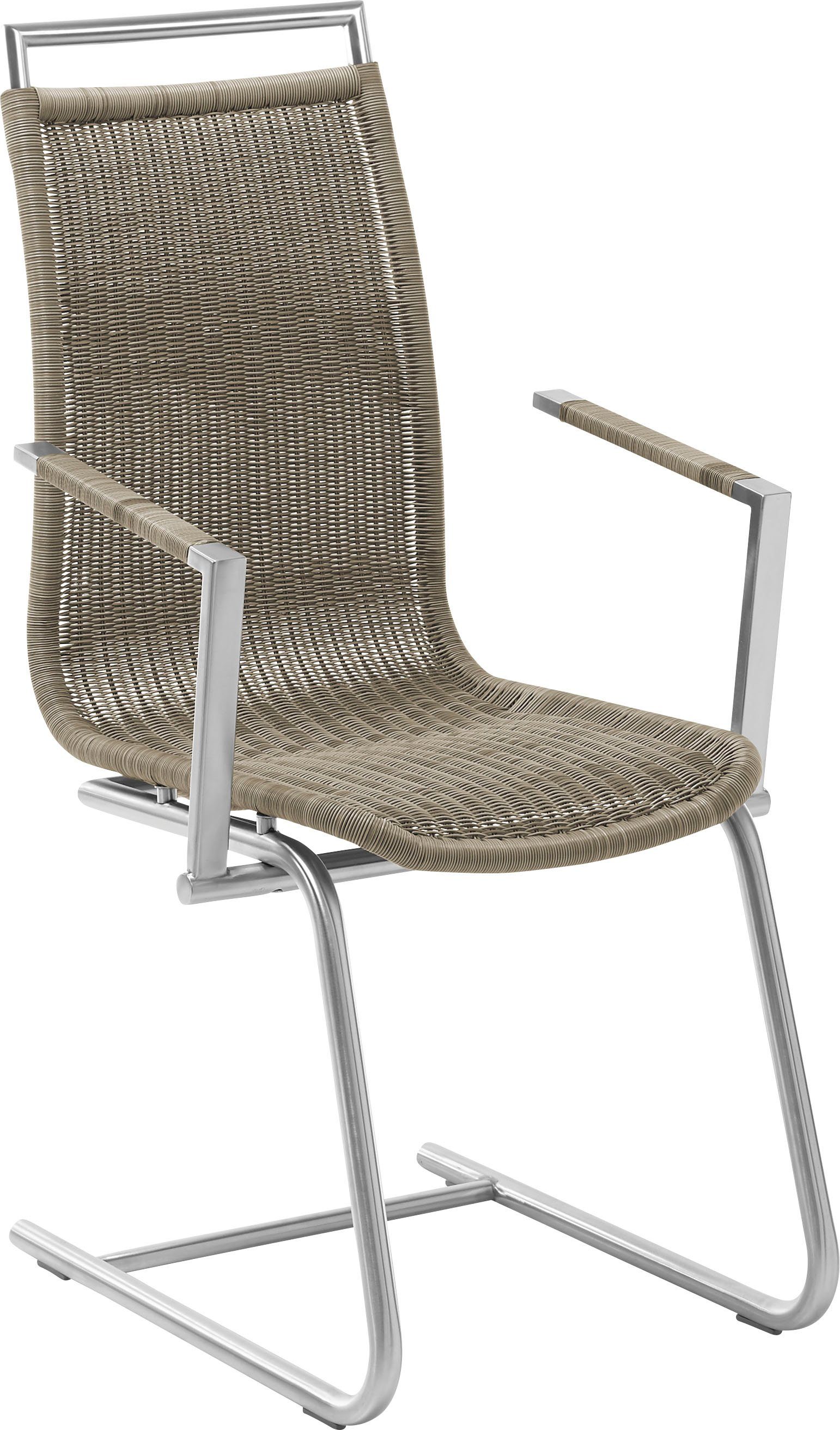 WK WOHNEN Freischwinger WK 7400, Gestell in Edelstahloptik, Vollgeflecht, mit Armlehne und Griff