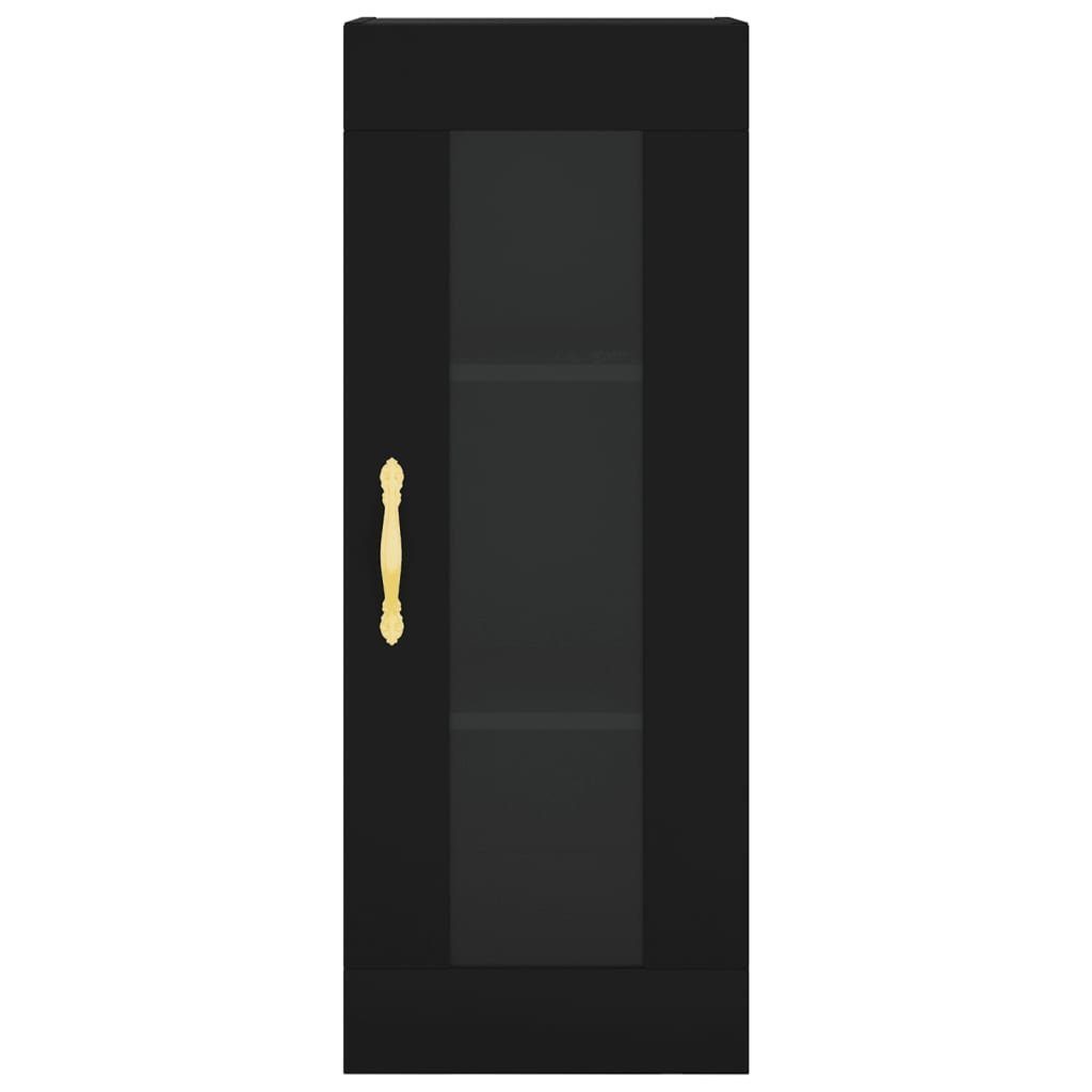 vidaXL Anrichte Highboard Schwarz 34,5x34x180 cm Holzwerkstoff Glas Vitrine