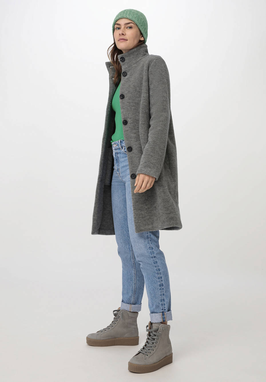 Wollfleece Mantel aus reiner Bio-Merinowolle