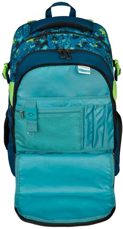 neoxx Schulrucksack Active, Petrol Extrem, aus recycelten PET-Flaschen