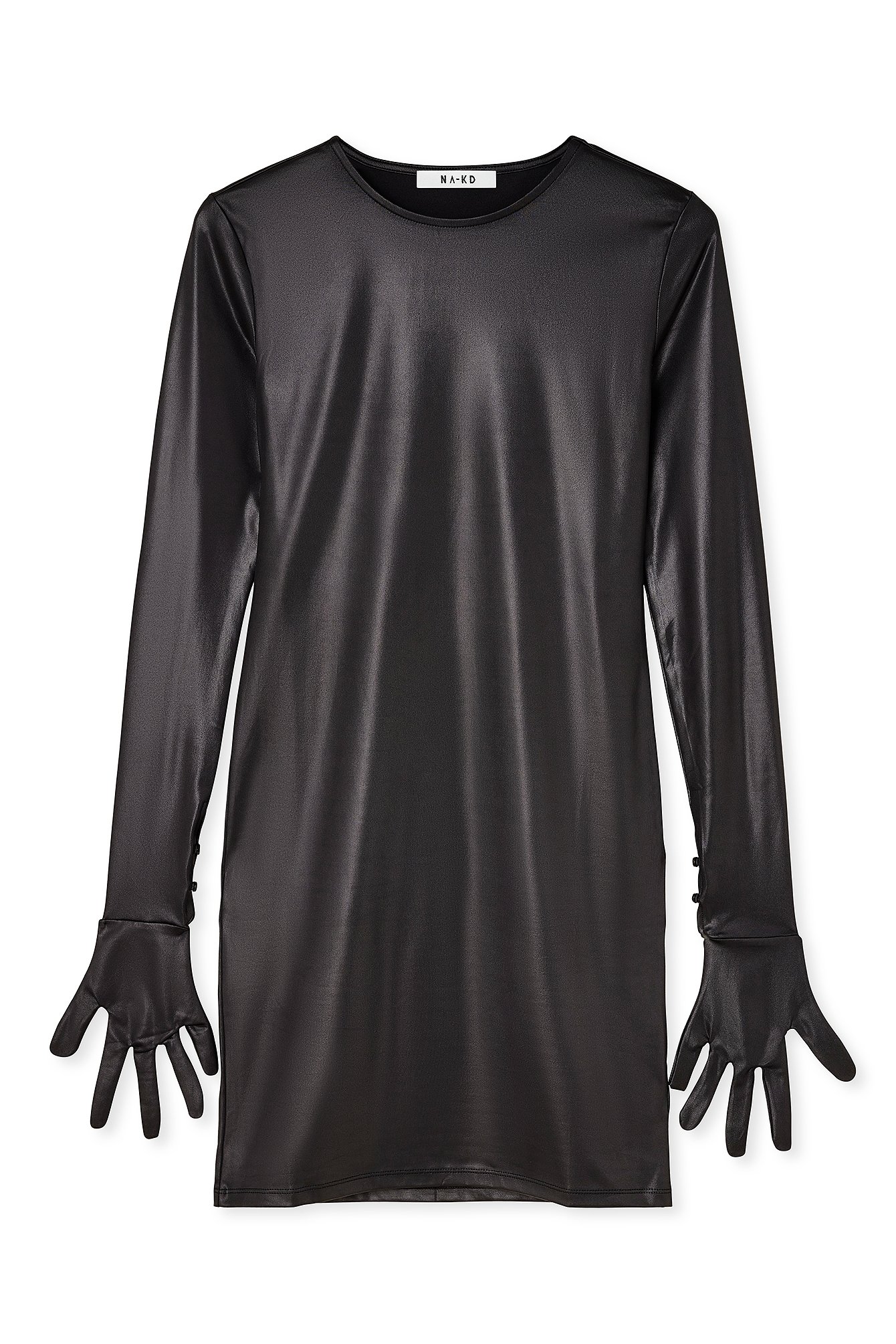 Asymmetrisches Minikleid mit Handschuhdetails