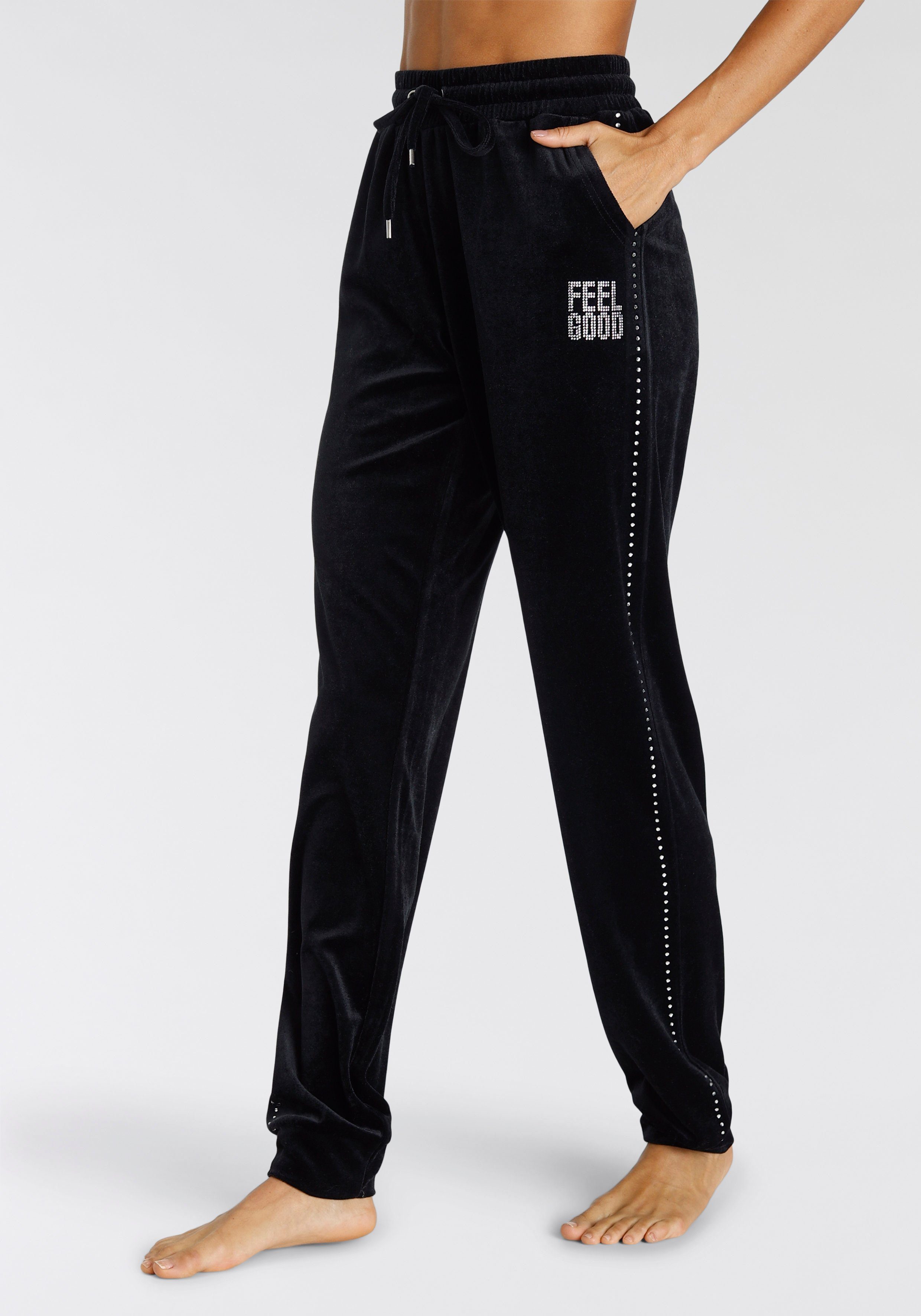 Vivance Nickihose -Loungehose mit Glitzerdruck